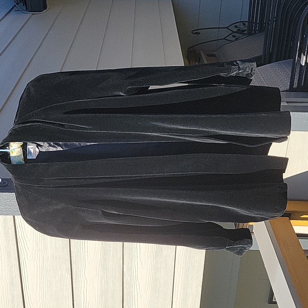 JS Collections Black Velveteen Duster/Opera Coat Size S